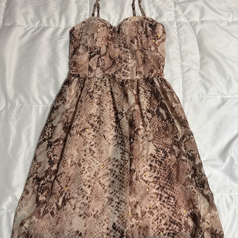 Snake Print Strapless Dress